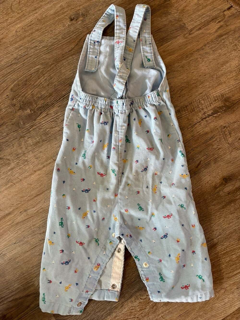 Vintage Health-tex Baby Boys Light Blue Corduroy Overalls with Vehicle Print 24 - Picture 2 of 7